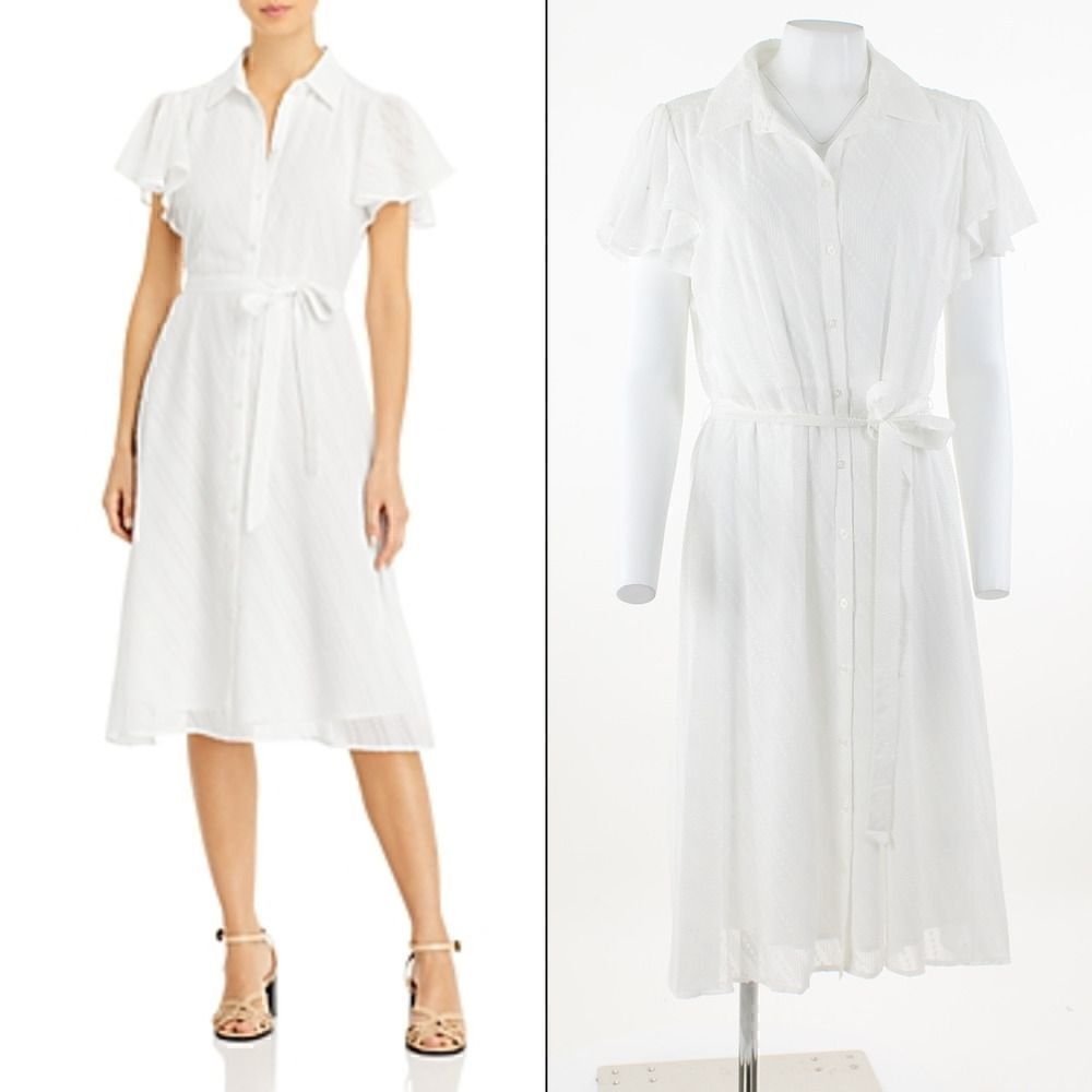T Tahari Flutter Sleeve Midi Dress